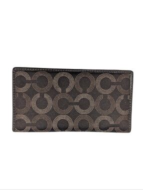 Coach Brown Madison Op Art Signature C Pink Leather Folding Checkbook Wallet